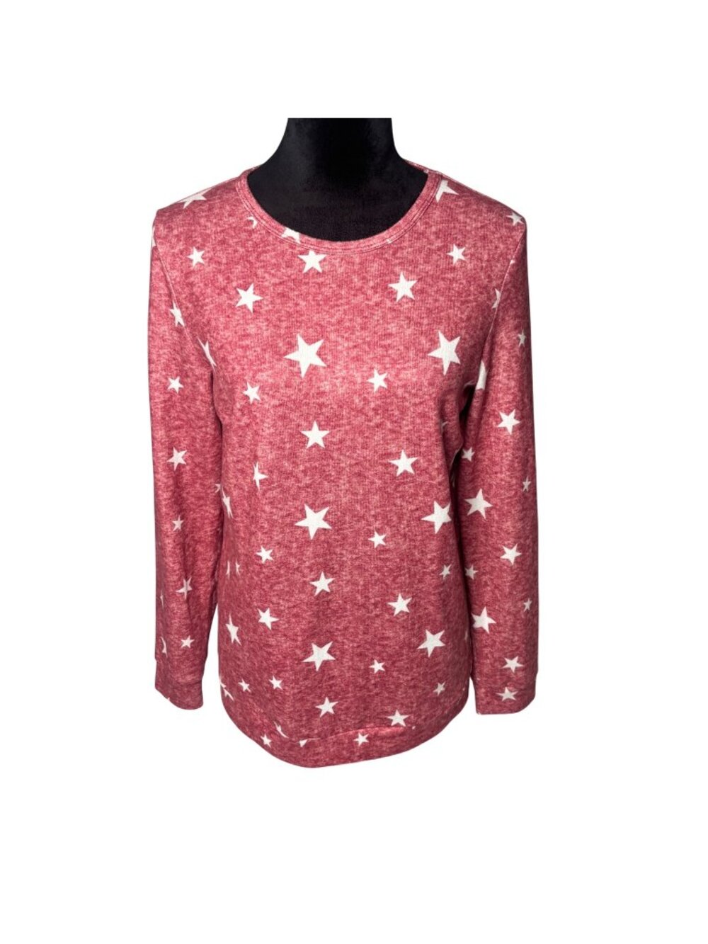 EKOUAER Star Print Momcore Sleep Shirt Long Sleeve Red Soft Lounge Top Small